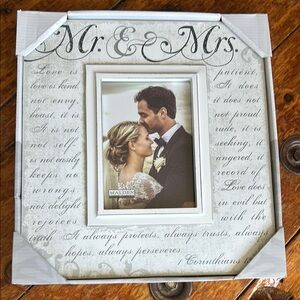 5x7 Malden Mr. & Mrs. Wedding Photo Frame - White
